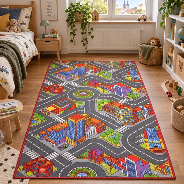 Associated Weavers, Dětský kusový koberec silnice Big City, 95x133, vícebarevná, dětský pokoj