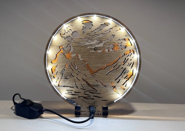 Li-Go 23595/DUB2 - LED Stmívatelná stolní dekorace LED/12W/230V 20x22 cm dub
