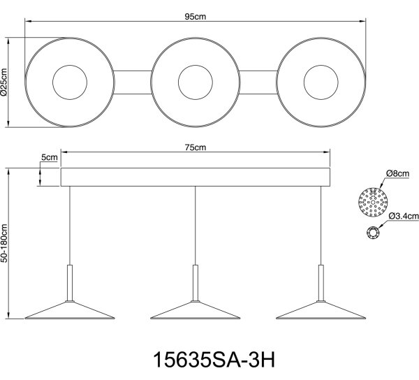 Globo 15635SA-3H - LED Lustr na lanku LAMPONE LED/24W/230V 4000K béžová