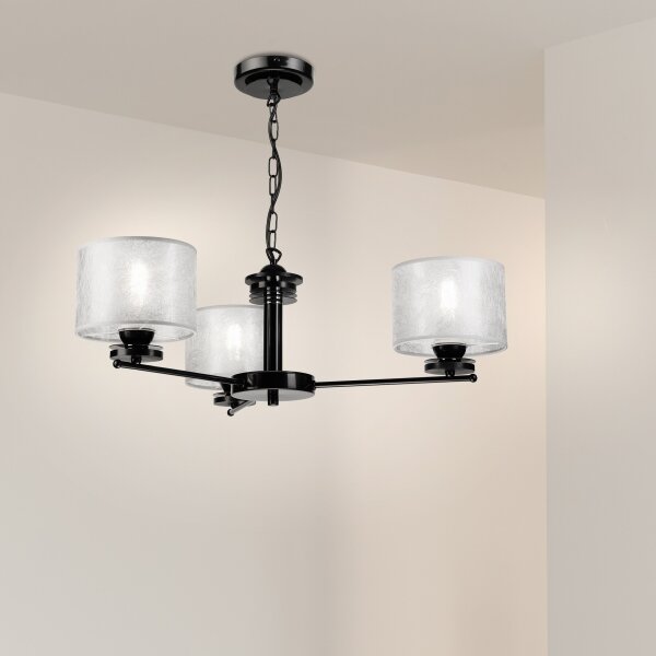 Lustr na řetězu ROSA 3xE27/60W/230V černá/šedá