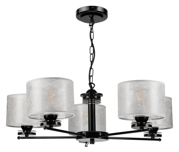 Lustr na řetězu ROSA 5xE27/60W/230V černá/šedá