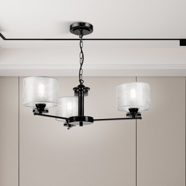 Lustr na řetězu ROSA 3xE27/60W/230V černá/šedá