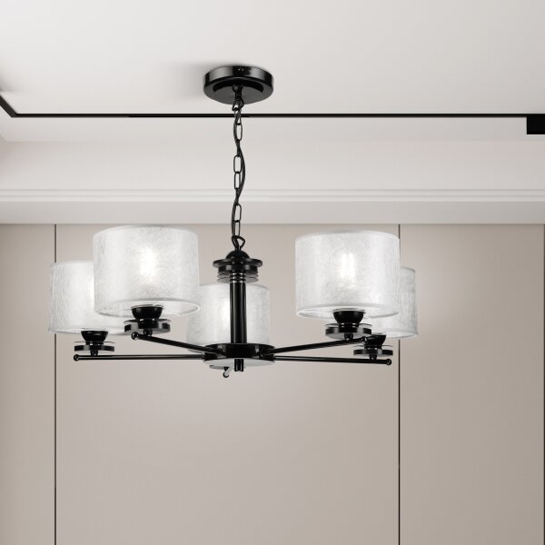 Lustr na řetězu ROSA 5xE27/60W/230V černá/šedá