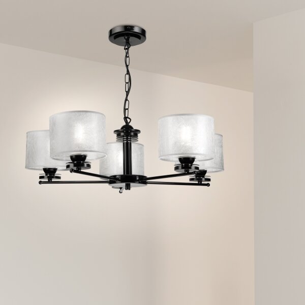 Lustr na řetězu ROSA 5xE27/60W/230V černá/šedá