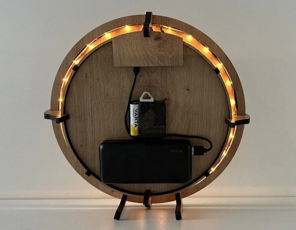 Li-Go 23712/DUB/BAT2 - LED Stmívatelné hodiny se senzorem LED/1xAA pr. 32 cm dub