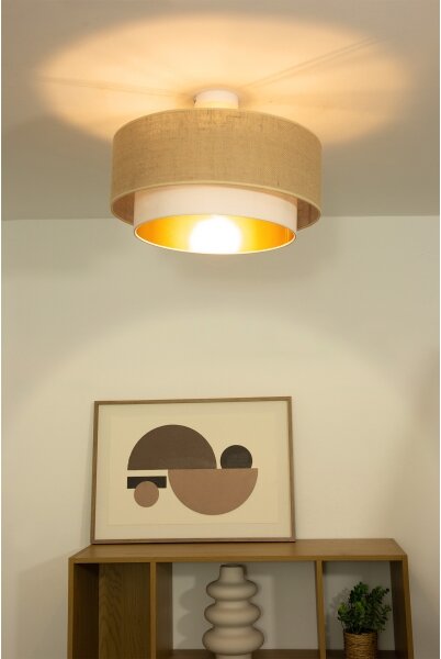 Přisazený lustr SARTA 1xE27/60W/230V pr. 45 cm bílá/juta