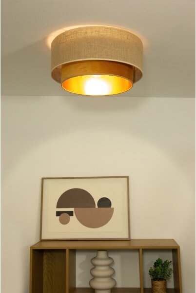 Stropní svítidlo SARTA 1xE27/60W/230V pr. 45 cm měděná/juta