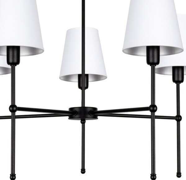 Lustr na tyči MADELA 5xE14/40W/230V bílá/černá