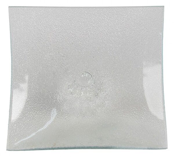 Transparentní skleněná dekorativní miska / servírovací talíř – 15x15x7 cm