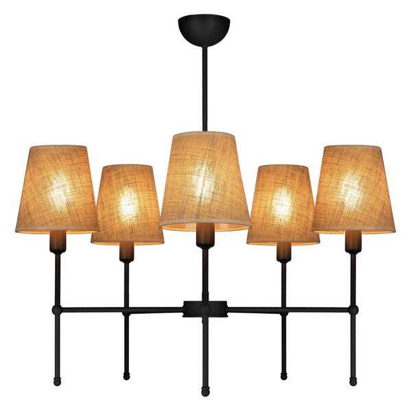 Lustr na tyči MADELA 5xE14/40W/230V juta/černá