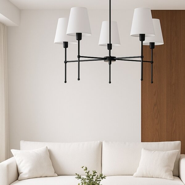 Lustr na tyči MADELA 5xE14/40W/230V bílá/černá