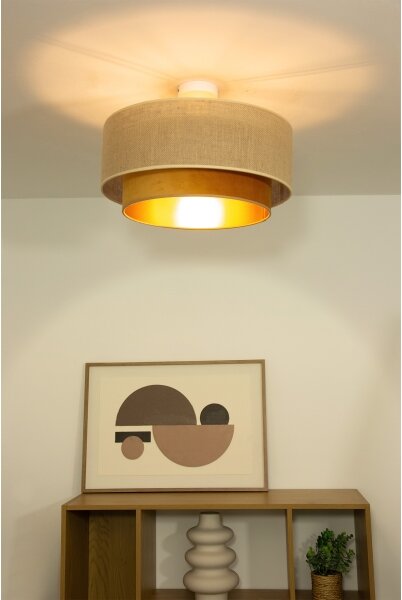 Přisazený lustr SARTA 1xE27/60W/230V pr. 45 cm měděná/juta
