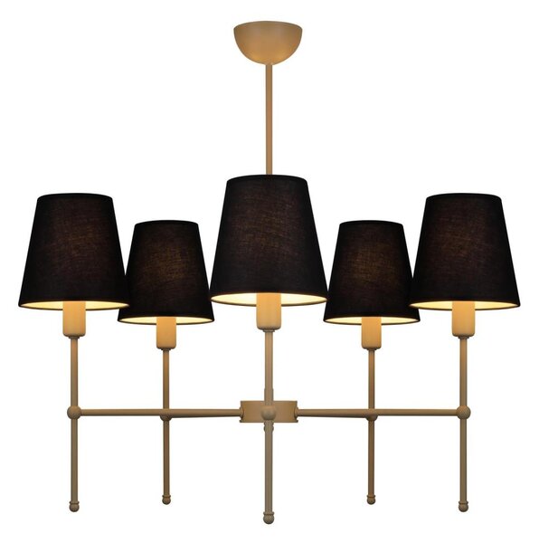 Lustr na tyči MADELA 5xE14/40W/230V černá/béžová