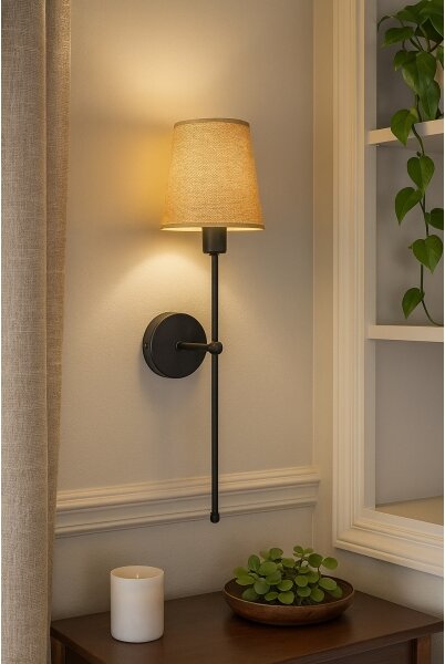 Nástěnná lampa MADELA 1xE14/40W/230V juta/černá