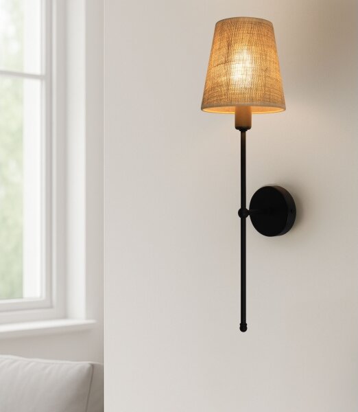 Nástěnná lampa MADELA 1xE14/40W/230V juta/černá