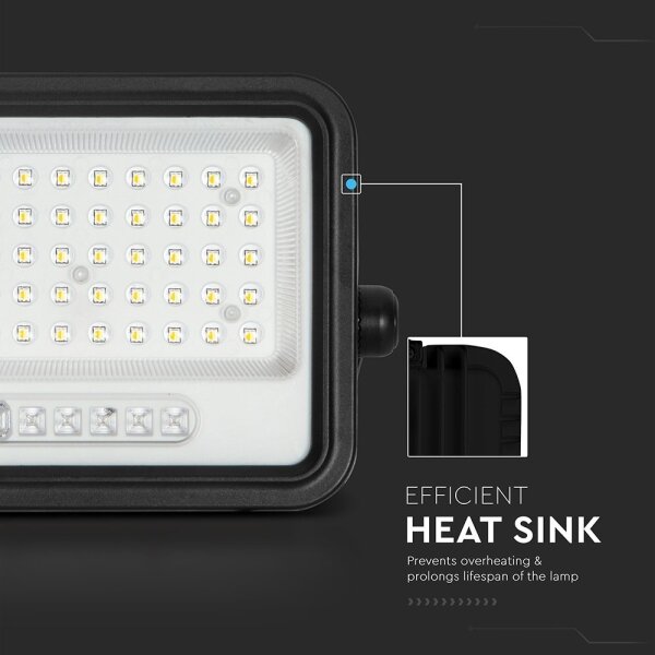 LED Stm. solární reflektor LED/100W/3,2V IP65 5000 mAh černá + dálkové ovládání