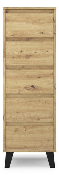 Topeshop SCANDI 5S ARTISAN, Černá, Dub, 5 zásuvka/zásuvek, Dřevotřískové desky, Moderní, Černá, 400 mm