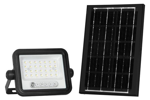 LED Stm. solární reflektor LED/50W/3,2V IP65 3800 mAh černá + dálkové ovládání