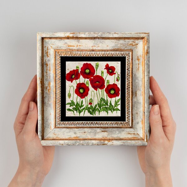 ASIR Dekorativní obraz VLČÍ MÁKY Kámen 20X20cm