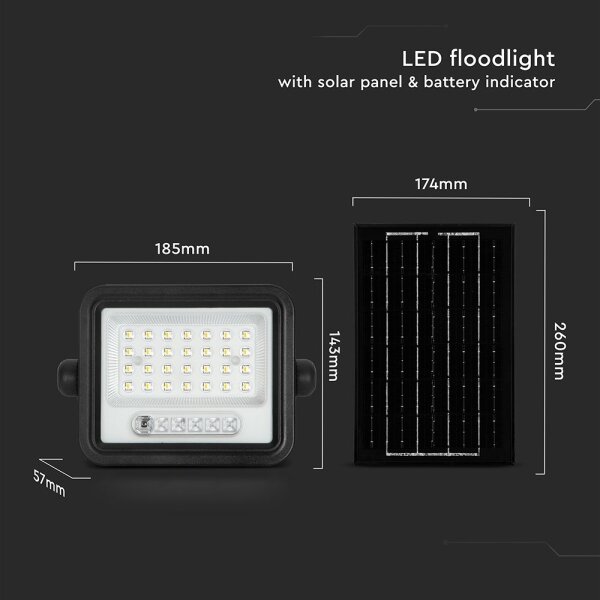 LED Stm. solární reflektor LED/50W/3,2V IP65 3800 mAh černá + dálkové ovládání
