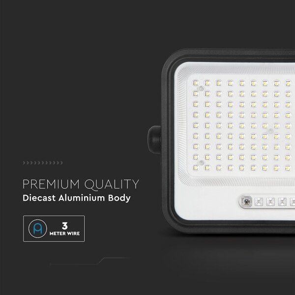 LED Stm. solární reflektor LED/300W/3,2V IP65 15000 mAh černá + dálkové ovládání