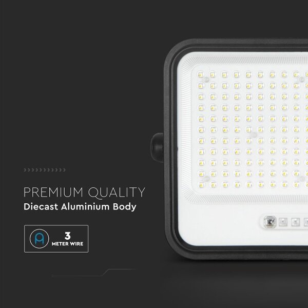 LED Stm. solární reflektor LED/400W/3,2V IP65 20000 mAh černá + dálkové ovládání