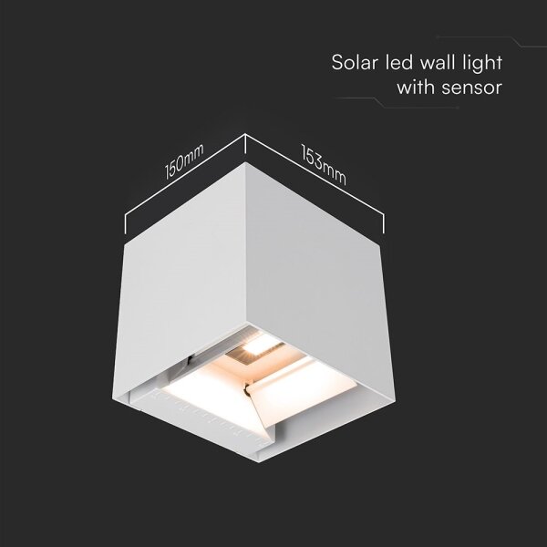 LED Solární nástěnné svítidlo se senzorem LED/9W/5V IP65 2600 mAh bílá