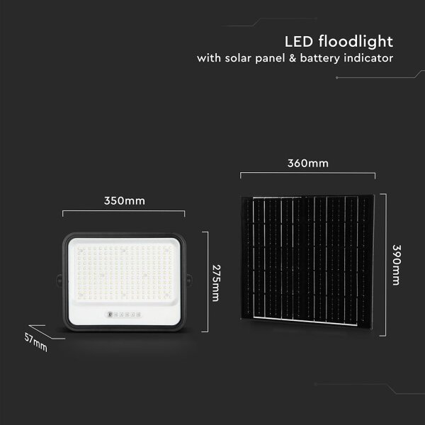 LED Stm. solární reflektor LED/400W/3,2V IP65 20000 mAh černá + dálkové ovládání