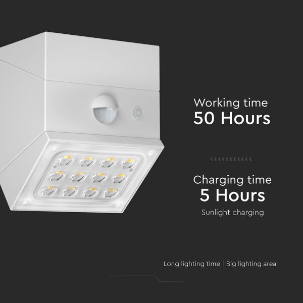 LED Nástěnné solární svítidlo se senzorem LED/2,5W/3,7V IP65 1200 mAh bílá