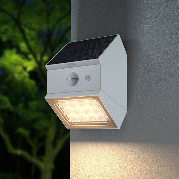 LED Nástěnné solární svítidlo se senzorem LED/2,5W/3,7V IP65 1200 mAh bílá