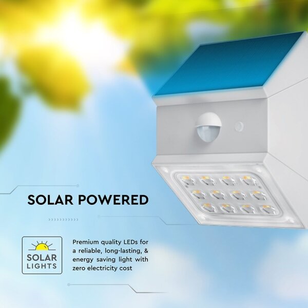 LED Nástěnné solární svítidlo se senzorem LED/2,5W/3,7V IP65 1200 mAh bílá