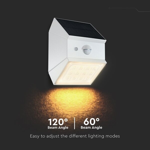 LED Nástěnné solární svítidlo se senzorem LED/2,5W/3,7V IP65 1200 mAh bílá