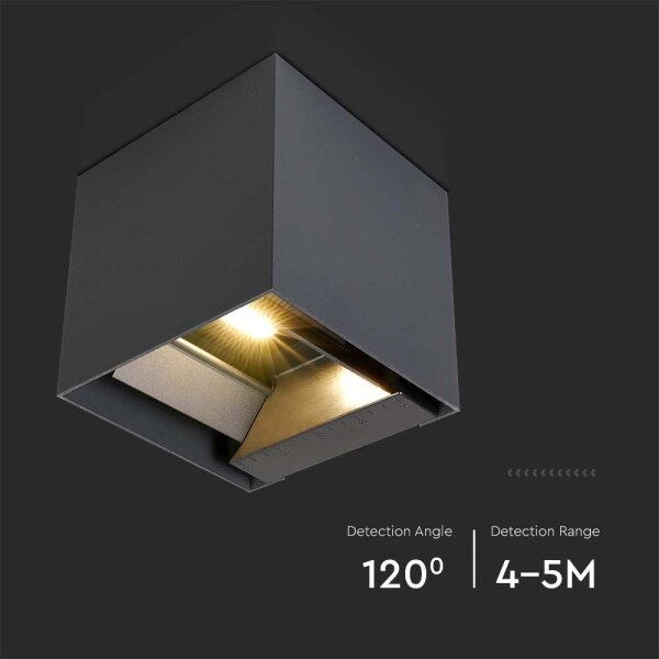 LED Solární nástěnné svítidlo se senzorem LED/9W/5V IP65 2600 mAh antracit