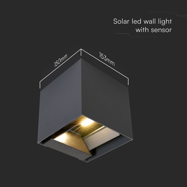 LED Solární nástěnné svítidlo se senzorem LED/9W/5V IP65 2600 mAh antracit