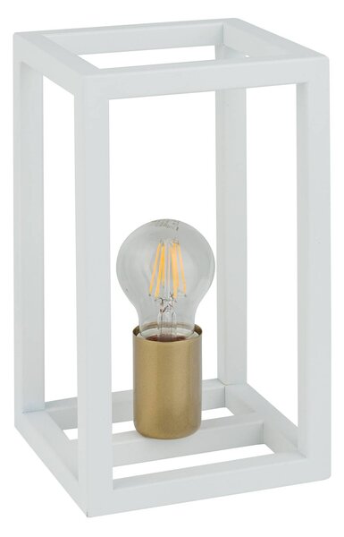 Stolní lampa Aramis, otevřený kvádr, bílá/zlatá