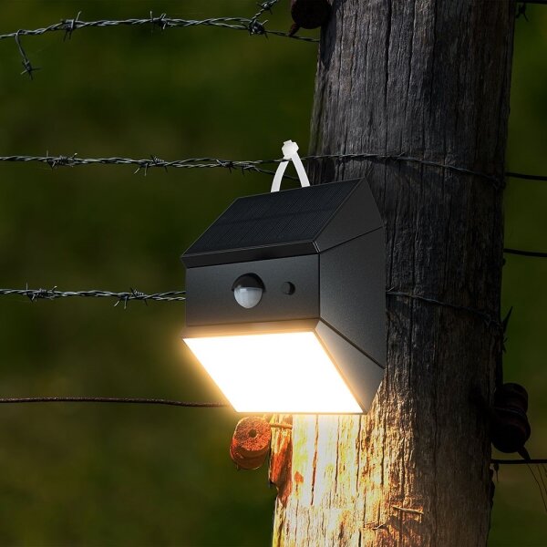 LED Nástěnné solární svítidlo se senzorem LED/2,5W/3,7V IP65 1200 mAh černá