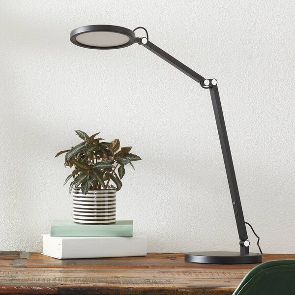 Fabas Luce LED stolní lampa Regina se stmívačem, černá, stmívatelný, Černá, Pracovna / kancelář, kov, Moderní