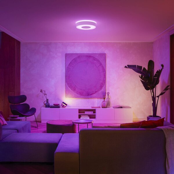 Philips Hue Infuse LED stropní svítidlo, stmívatelné, 38,1 cm, bílé, stmívatelný, Bílá / opál, Obývací pokoj / jídelna, kov, Moderní