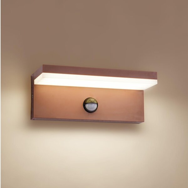 Brilagi-LED Venkovní nástěnné svítidlo se senzorem TESSI LED/10W/230V hnědá IP54