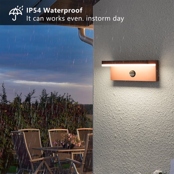 Brilagi-LED Venkovní nástěnné svítidlo se senzorem TESSI LED/10W/230V hnědá IP54