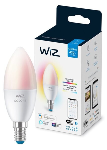 LED RGBW Stmívatelná žárovka C37 E14/4,9W/230V 2200-6500K CRI 90 Wi-Fi -WiZ