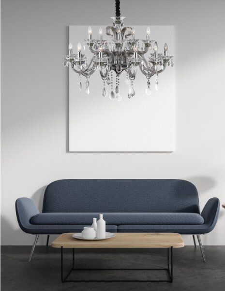 Globo 64104-15 - Křišťálový lustr na řetězu DUNJA 15xE14/40W/230V