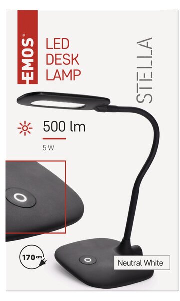 Emos Z7602B STELLA - LED stolní dotykem stmívatelná lampička v černé barvě 5W (LED stolní lampa stmívatelná)