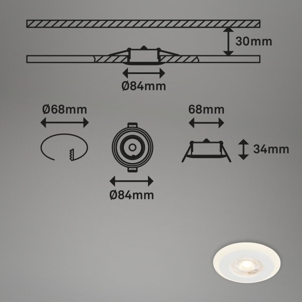 Briloner 7039036 - SADA 3x LED Koup podhledové svítidlo 3xLED/5W/230V IP44 bílá