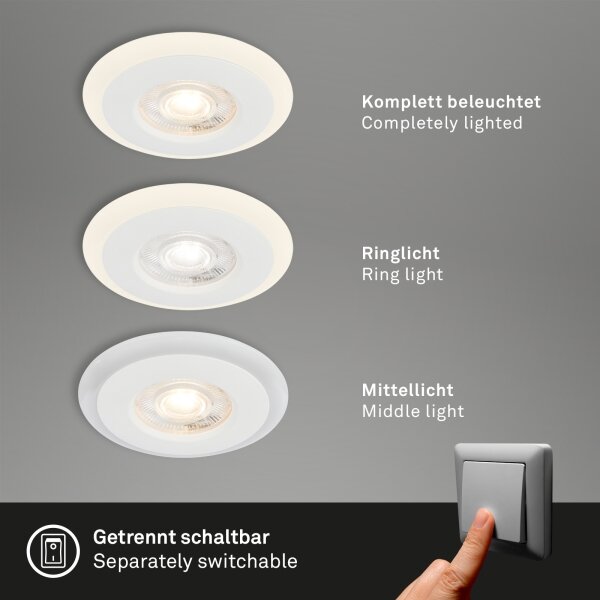 Briloner 7039036 - SADA 3x LED Koup podhledové svítidlo 3xLED/5W/230V IP44 bílá