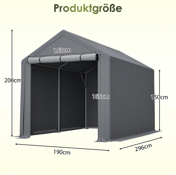 Víceúčelová konstrukce 296x190x200, garáž pro kola, zahradní domek, skladovací přístřešek pro nářadí
