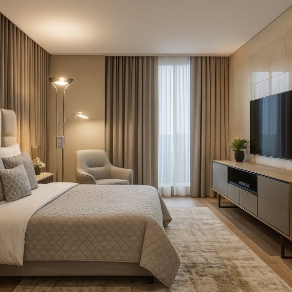Brilagi - Stmívatelná stojací lampa SCARLETT 1xR7s/230W/230V+1xG9/40W mat. chrom