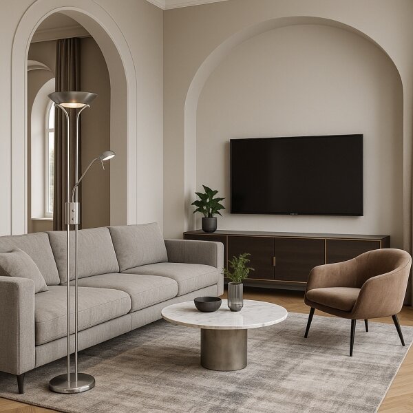 Brilagi - Stmívatelná stojací lampa SCARLETT 1xR7s/230W/230V+1xG9/40W mat. chrom