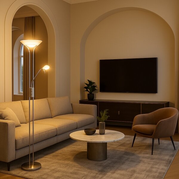 Brilagi - Stmívatelná stojací lampa SCARLETT 1xR7s/230W/230V+1xG9/40W mat. chrom