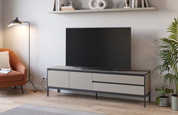 Marckeric Krémový lakovaný TV stolek Lorenza 180 x 40 cm